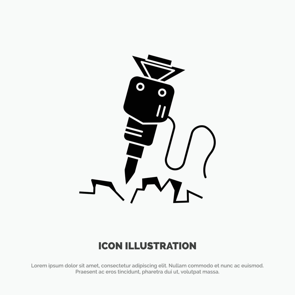 Drill Building Construction Repair Tool solid Glyph Icon vector