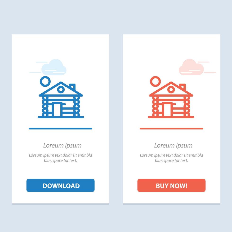 Hotel Building Service Home  Blue and Red Download and Buy Now web Widget Card Template vector