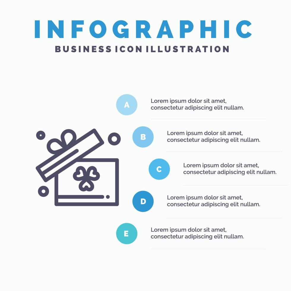 icono de línea de caja de regalo irlanda con fondo de infografía de presentación de 5 pasos vector