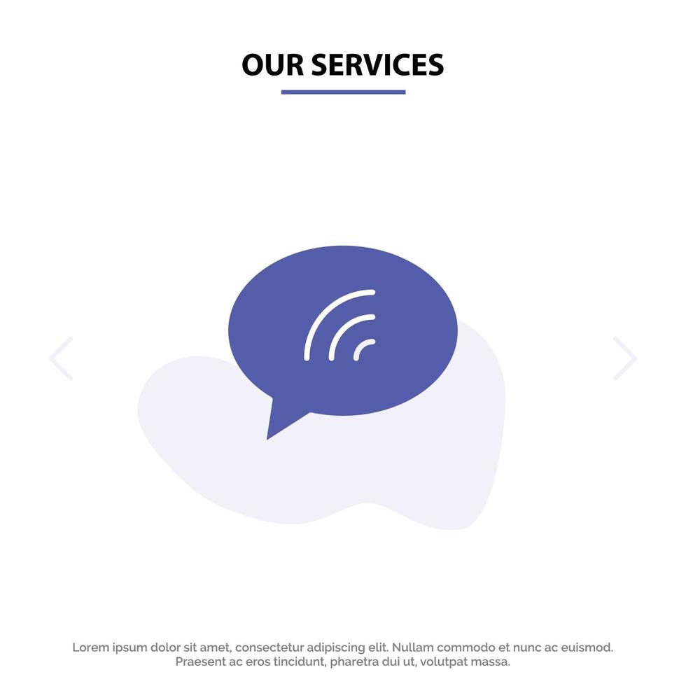 Our Services Message Chat Chatting Sand Solid Glyph Icon Web card Template vector