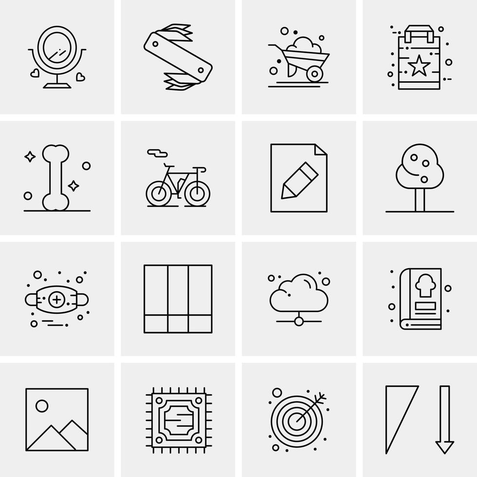 16 iconos de negocios universales vector ilustración de icono creativo para usar en proyectos relacionados con la web y dispositivos móviles