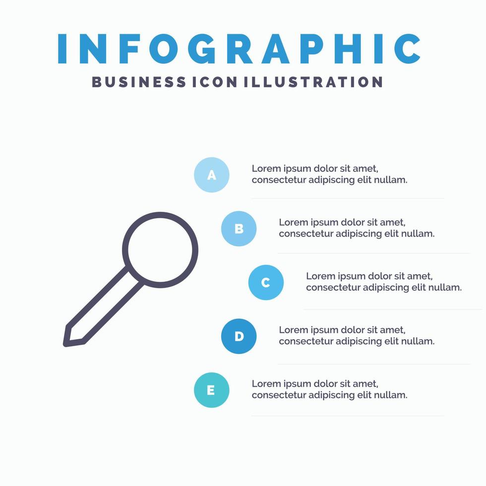 Map Pin Marker Mark Line icon with 5 steps presentation infographics Background vector