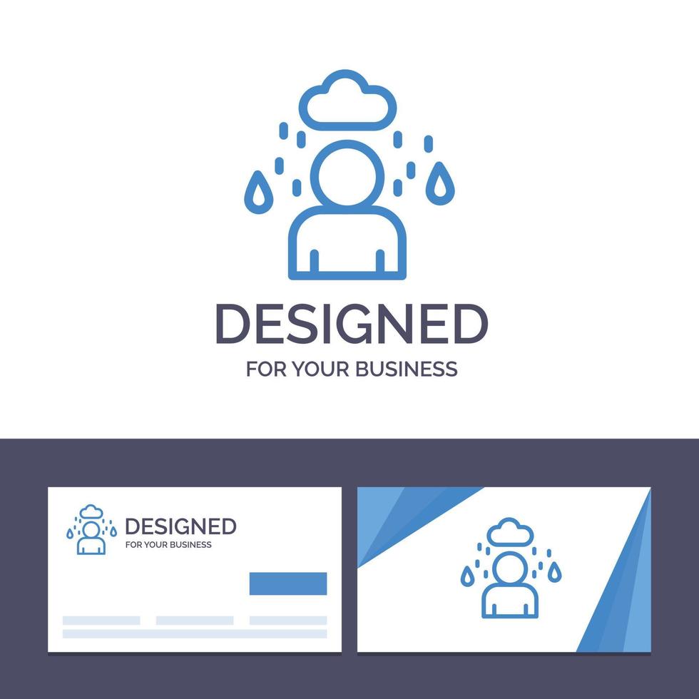 Creative Business Card and Logo template Man Cloud Rainy Vector Illustration