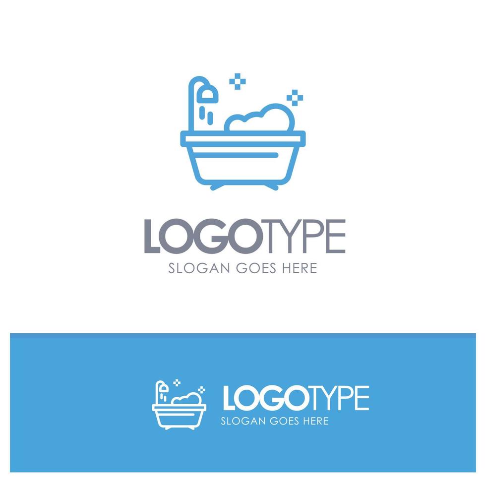Bathroom Clean Shower Blue outLine Logo with place for tagline vector