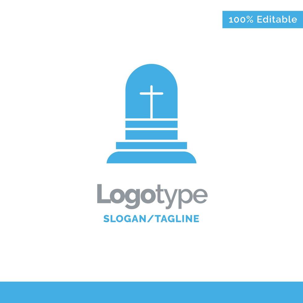 celebración cruz cristiana pascua azul plantilla de logotipo sólido lugar para el eslogan vector