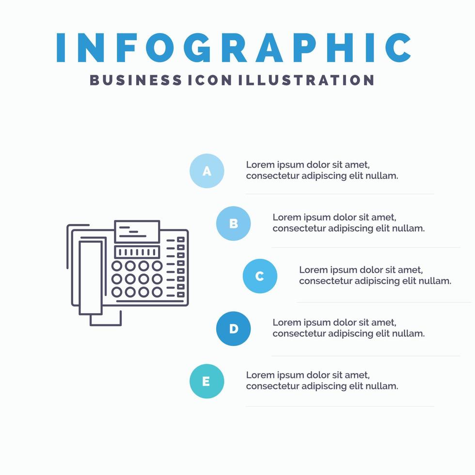 Phone Business Office Call Contact Line icon with 5 steps presentation infographics Background vector