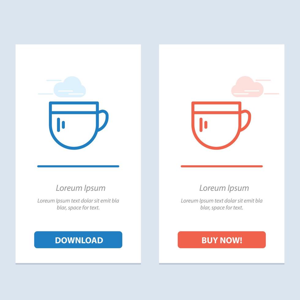 Cup Tea Coffee Basic  Blue and Red Download and Buy Now web Widget Card Template vector