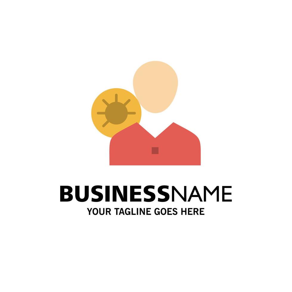 Work Efficiency Gear Human Personal Profile User Business Logo Template Flat Color vector