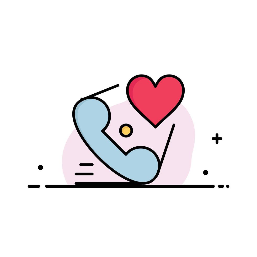 Telephone Call Heart Love Valentine Business Logo Template Flat Color vector