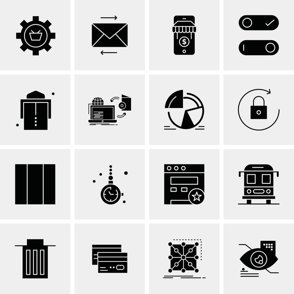 16 iconos de negocios universales vector ilustración de icono creativo para usar en proyectos relacionados con la web y dispositivos móviles