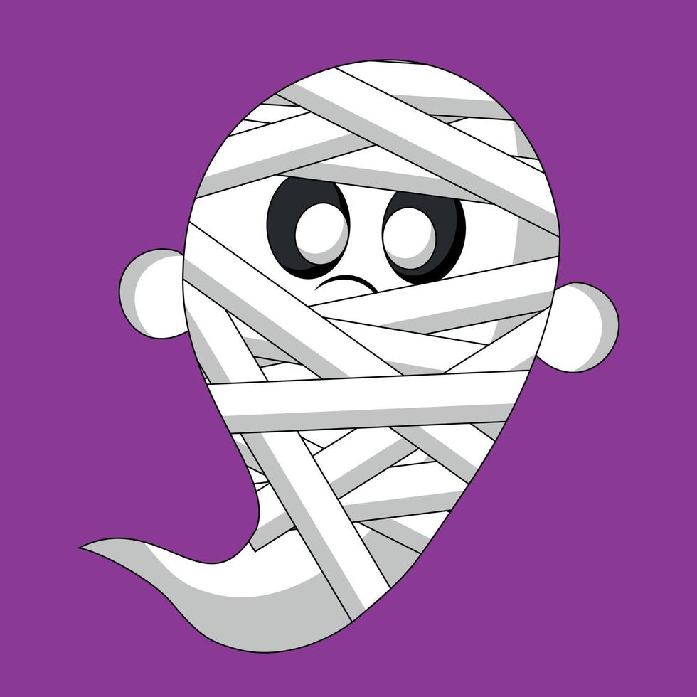 Cute Ghost Mummy. Draw illustration in color vector