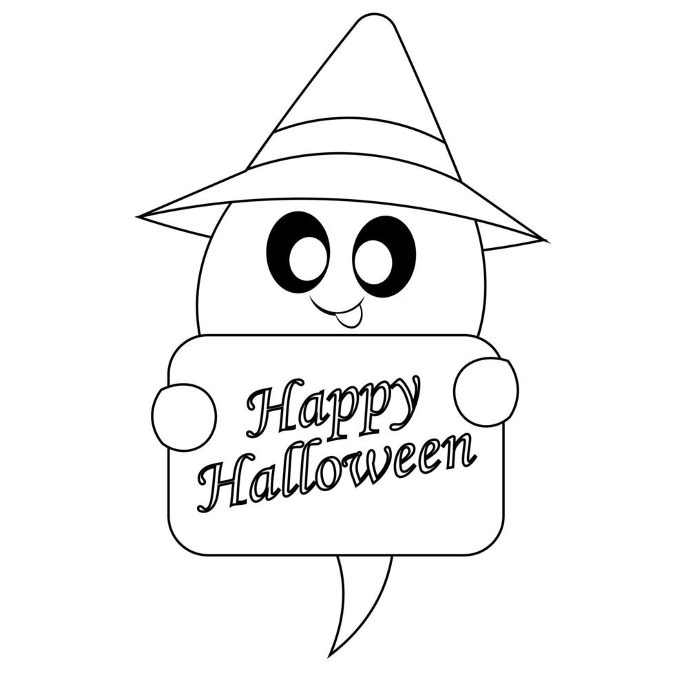 Cute Ghost with poster text in black and white for congratulation vector