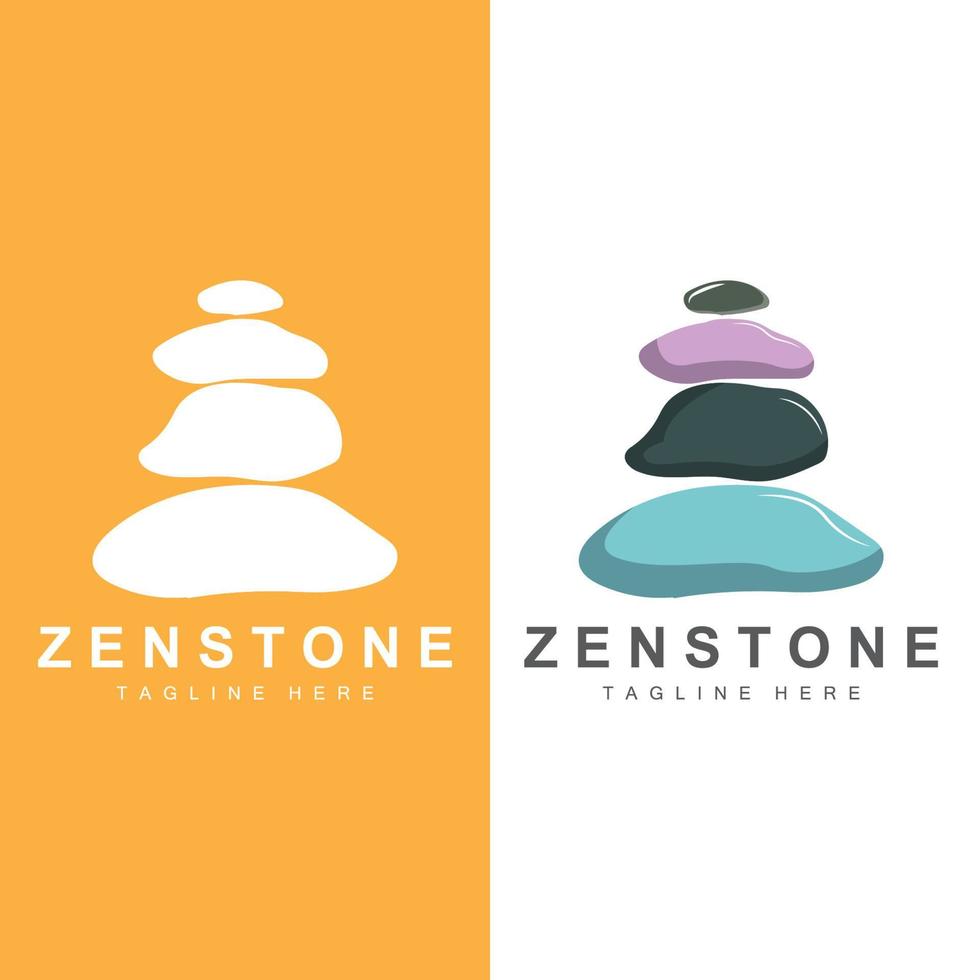 diseño de logotipo de piedra de equilibrio, piedra de terapia vectorial, piedra de masaje, piedra caliente y zenstone, ilustración de marca de producto vector