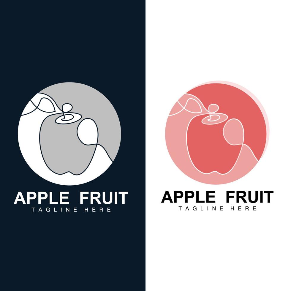 Fruit Apple Logo Design, Red Fruit Vector, With Abstract Style, Product Brand Label Illustration vector