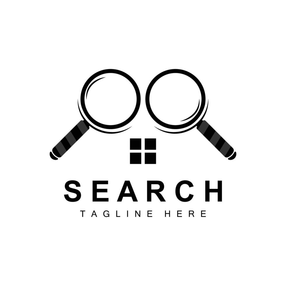 Search Logo Design, Detective Illustration, Home search, Glass Lens, Company Brand Vector