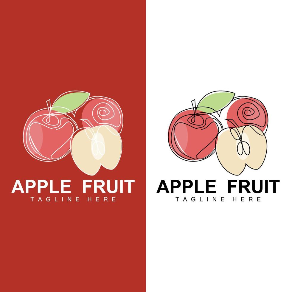 Fruit Apple Logo Design, Red Fruit Vector, With Abstract Style, Product Brand Label Illustration vector