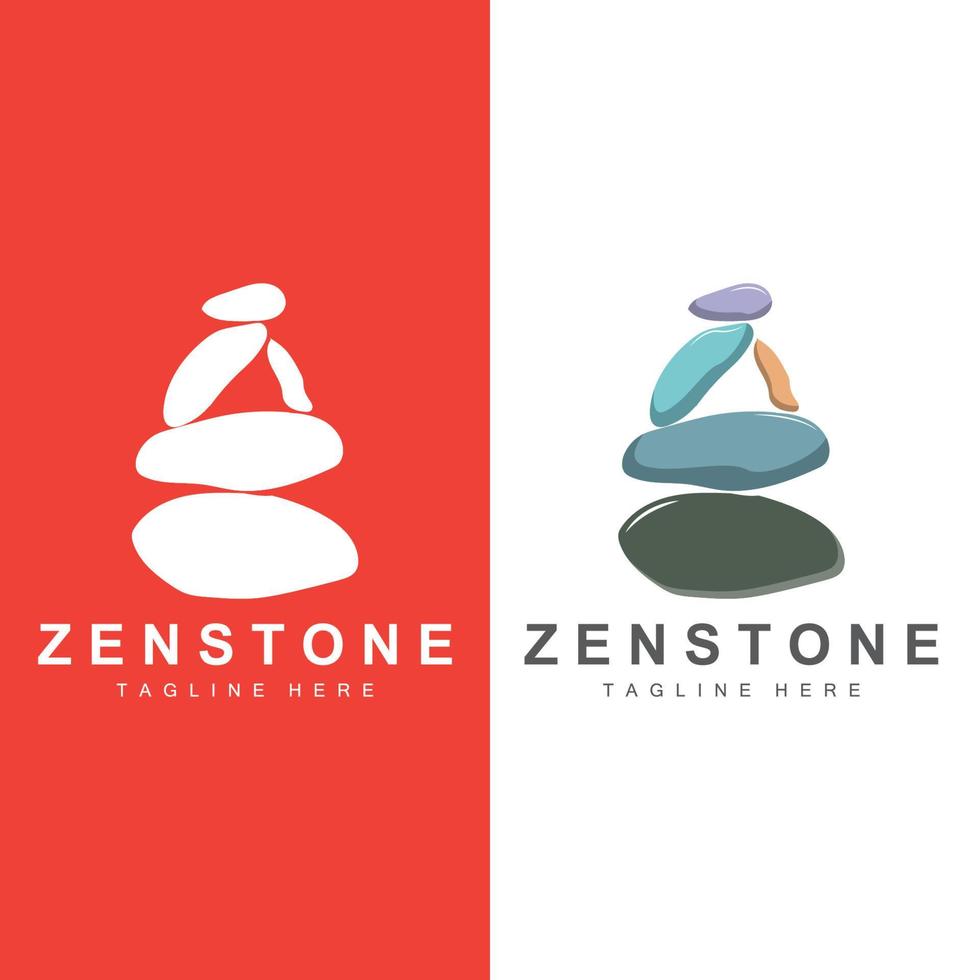 diseño de logotipo de piedra de equilibrio, piedra de terapia vectorial, piedra de masaje, piedra caliente y zenstone, ilustración de marca de producto vector