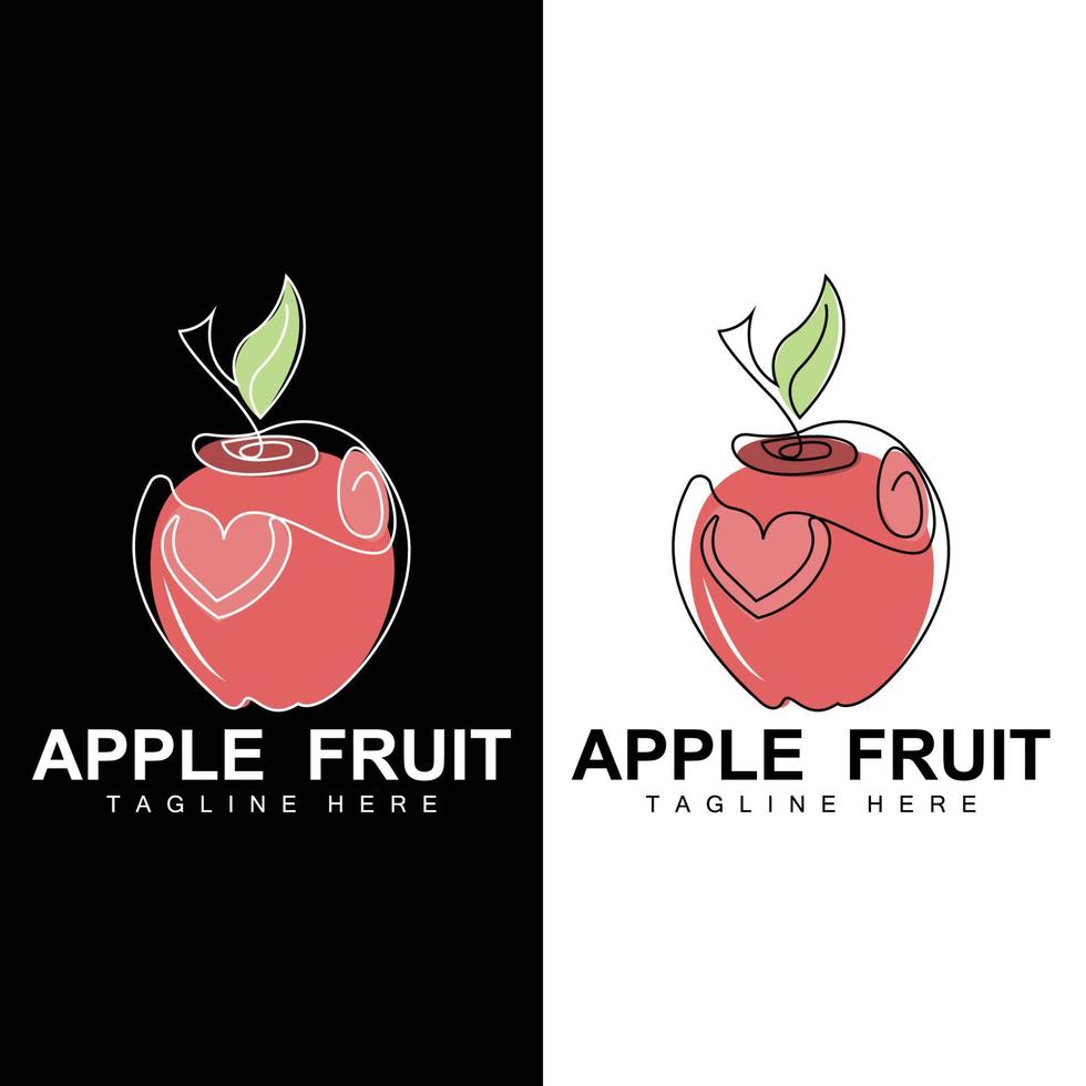 Fruit Apple Logo Design, Red Fruit Vector, With Abstract Style, Product Brand Label Illustration vector
