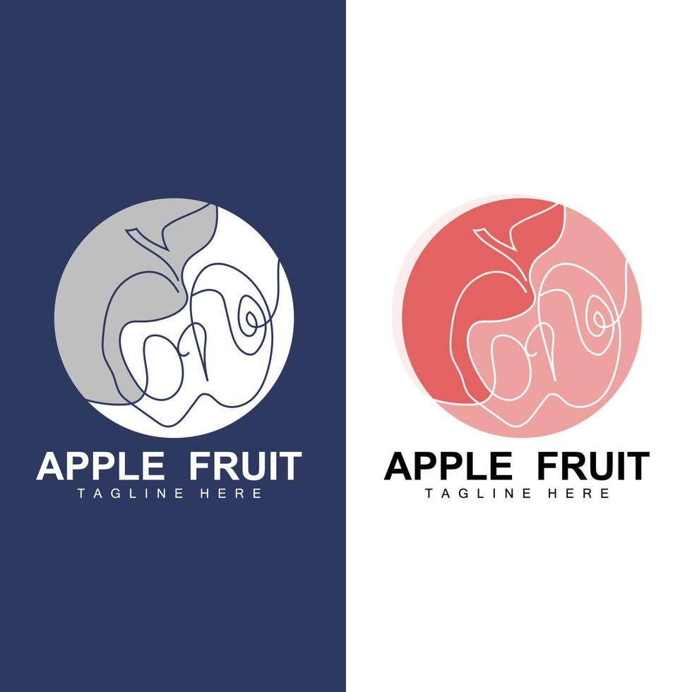 diseño de logotipo de manzana de fruta, vector de fruta roja, con estilo abstracto, ilustración de etiqueta de marca de producto