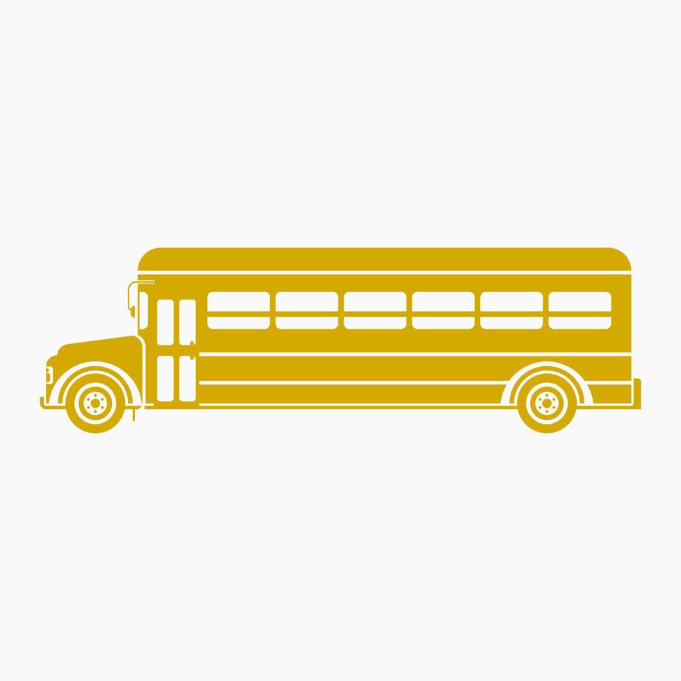 Editable Isolated Flat Monochrome School Bus Vector Illustration With Golden Yellow Color for School and Education or Transportation Design