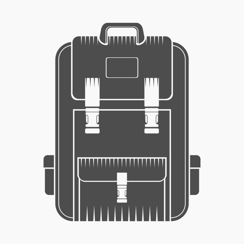 Editable Front View Flat Monochrome Style School Backpack Vector Illustration With Gray Color for Education or Vacation Related Design Project