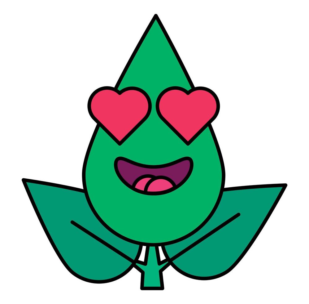 Plant in love thin linear emoticon icon vector