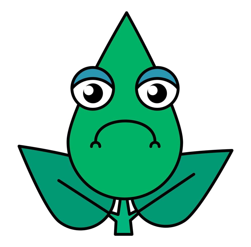 Tree leaf gloomy emoji thin line icon vector