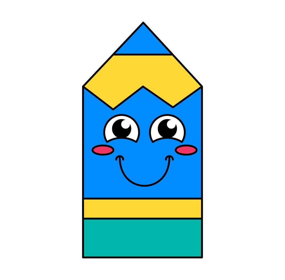 Blushing pencil emoji cartoon illustration vector