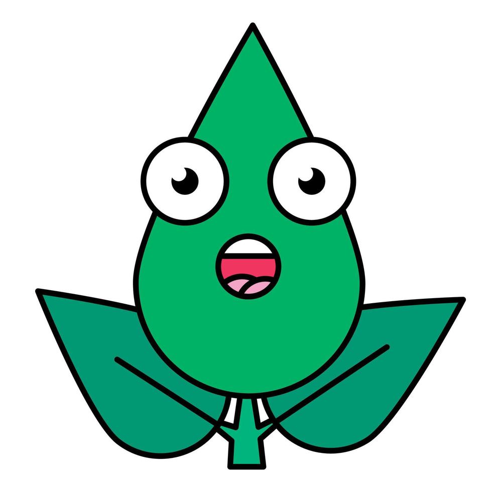 Botanical surprised face emoticon icon vector