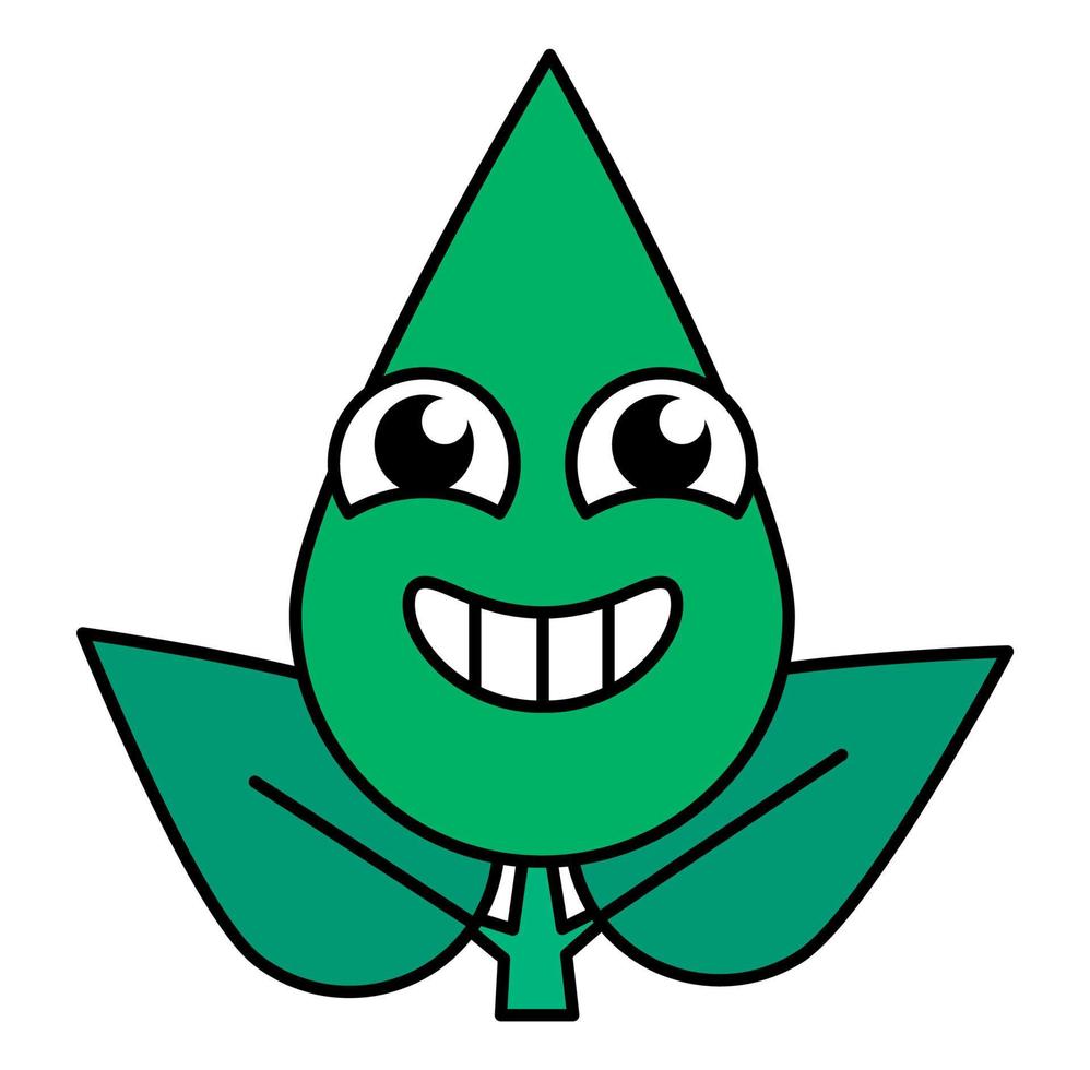 Green twig smiling emoticon thin line icon vector