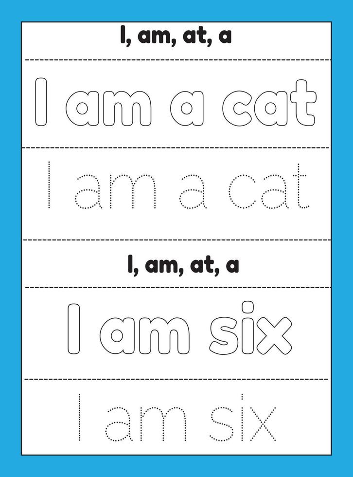 Sight Words Tracing Worksheet vector