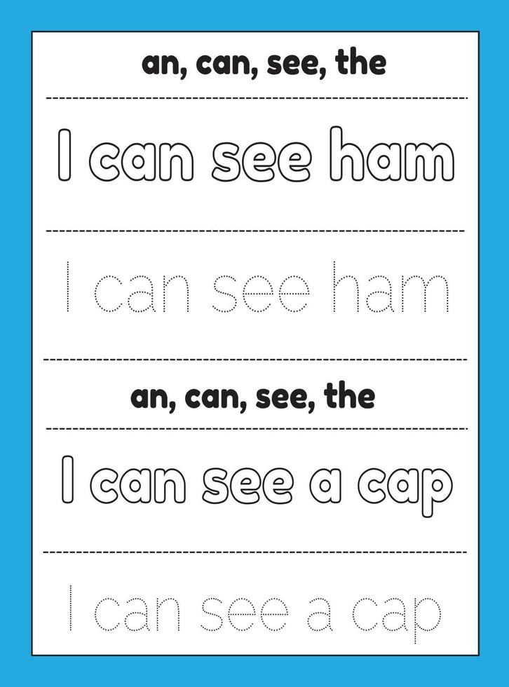 Sight Words Tracing Worksheet vector