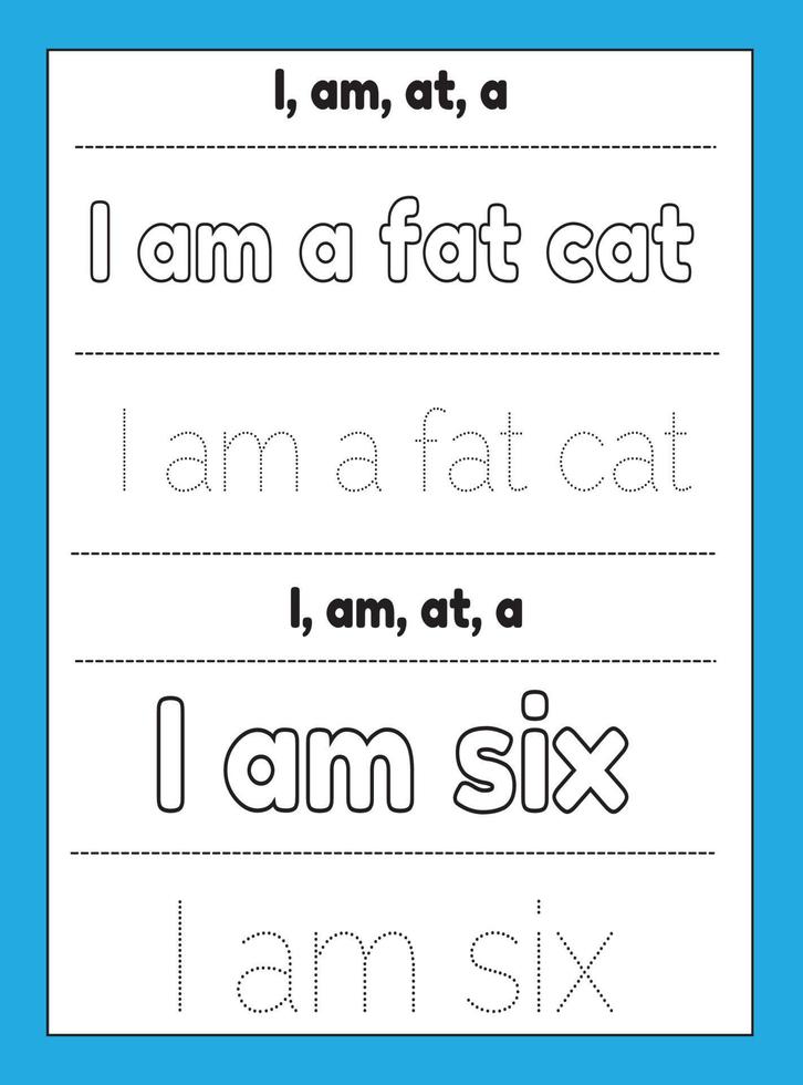 Sight Words Tracing Worksheet vector