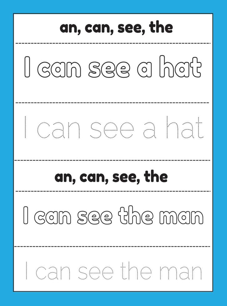 Sight Words Tracing Worksheet vector
