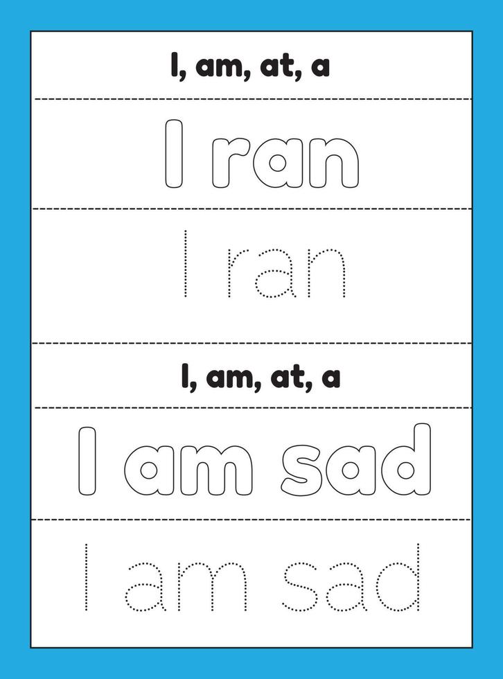 Sight Words Tracing Worksheet vector