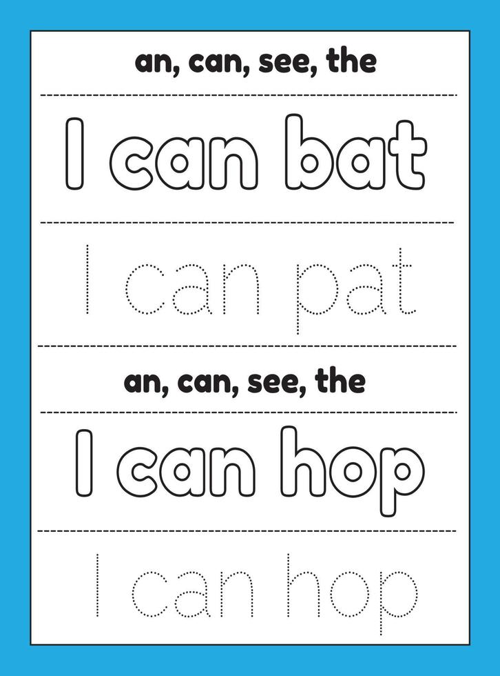 Sight Words Tracing Worksheet vector