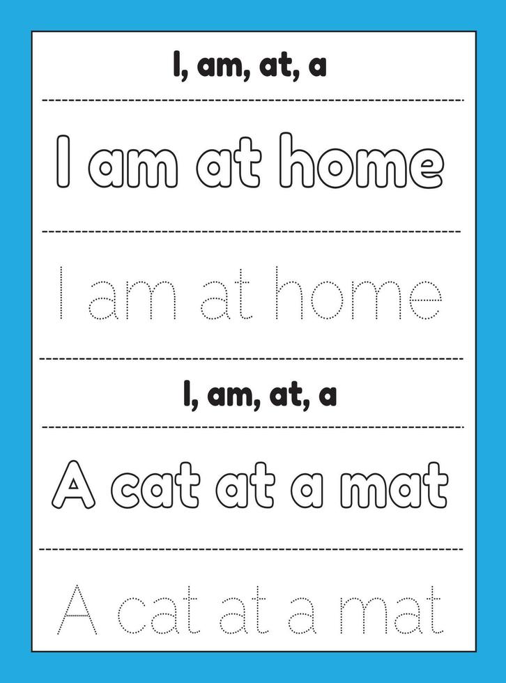 Sight Words Tracing Worksheet vector