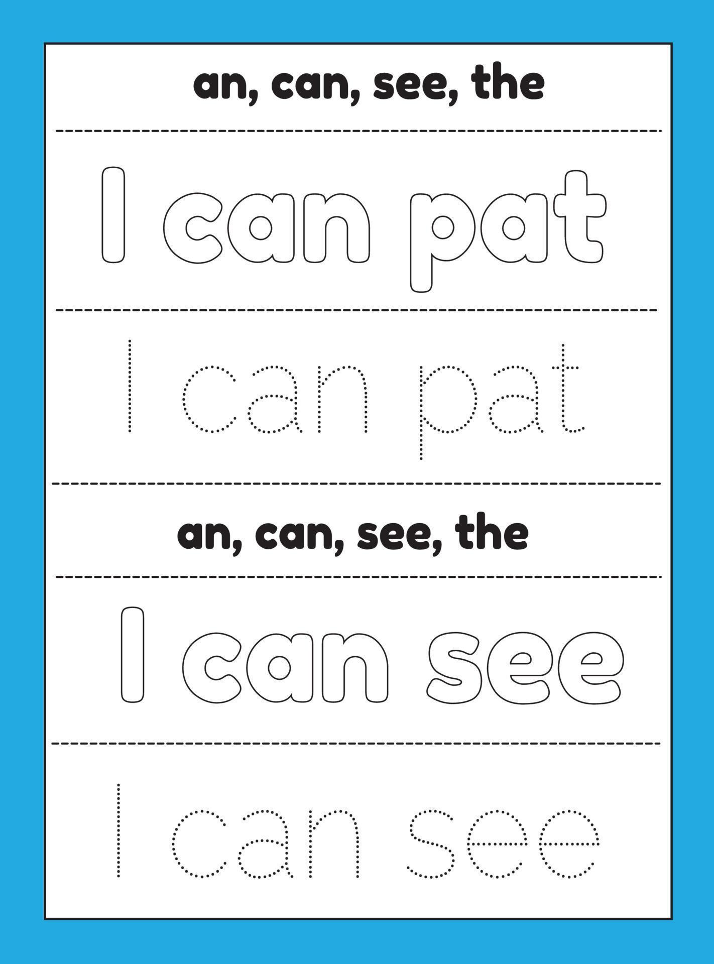 Sight Words Tracing Worksheet 13123019 Vector Art at Vecteezy