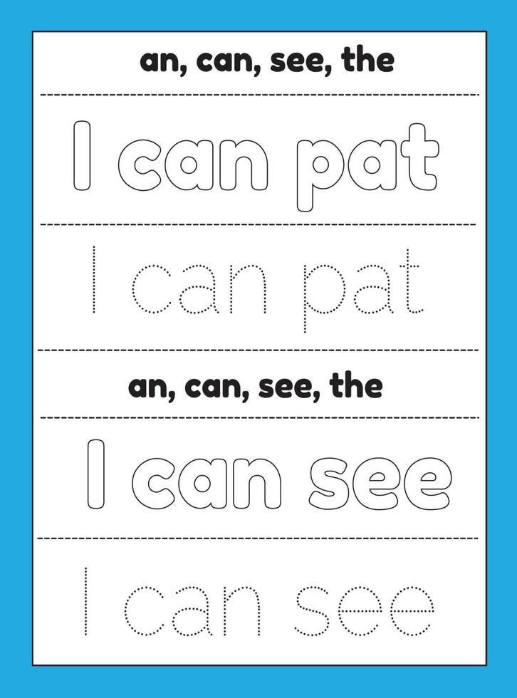 Sight Words Tracing Worksheet vector
