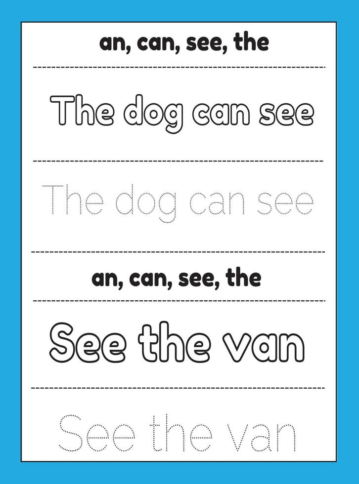Sight Words Tracing Worksheet vector