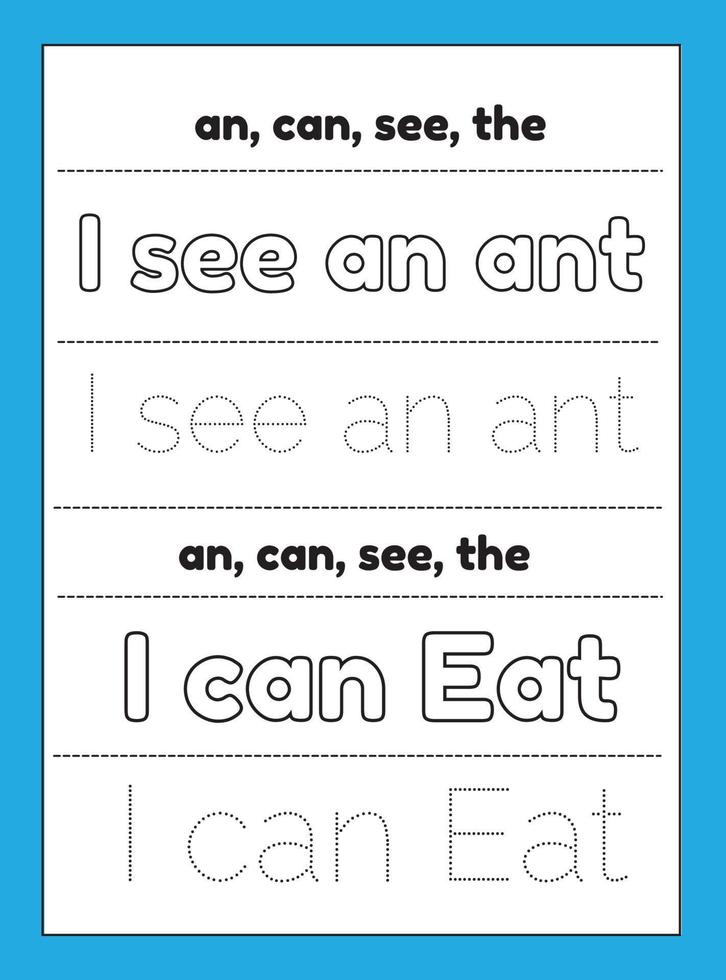 Sight Words Tracing Worksheet vector