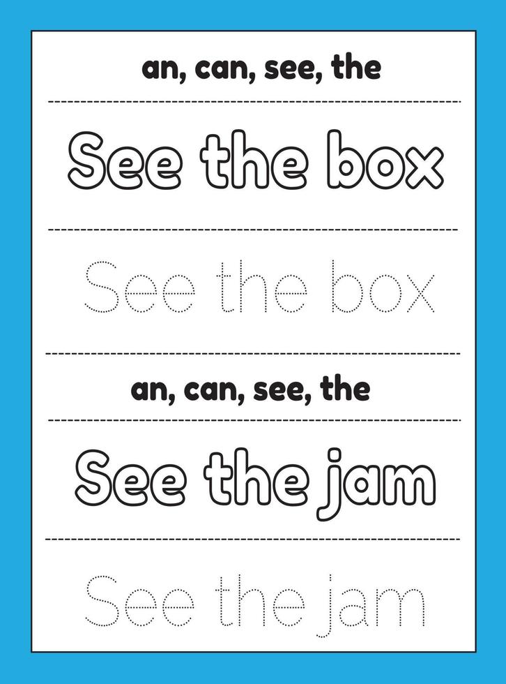 Sight Words Tracing Worksheet vector