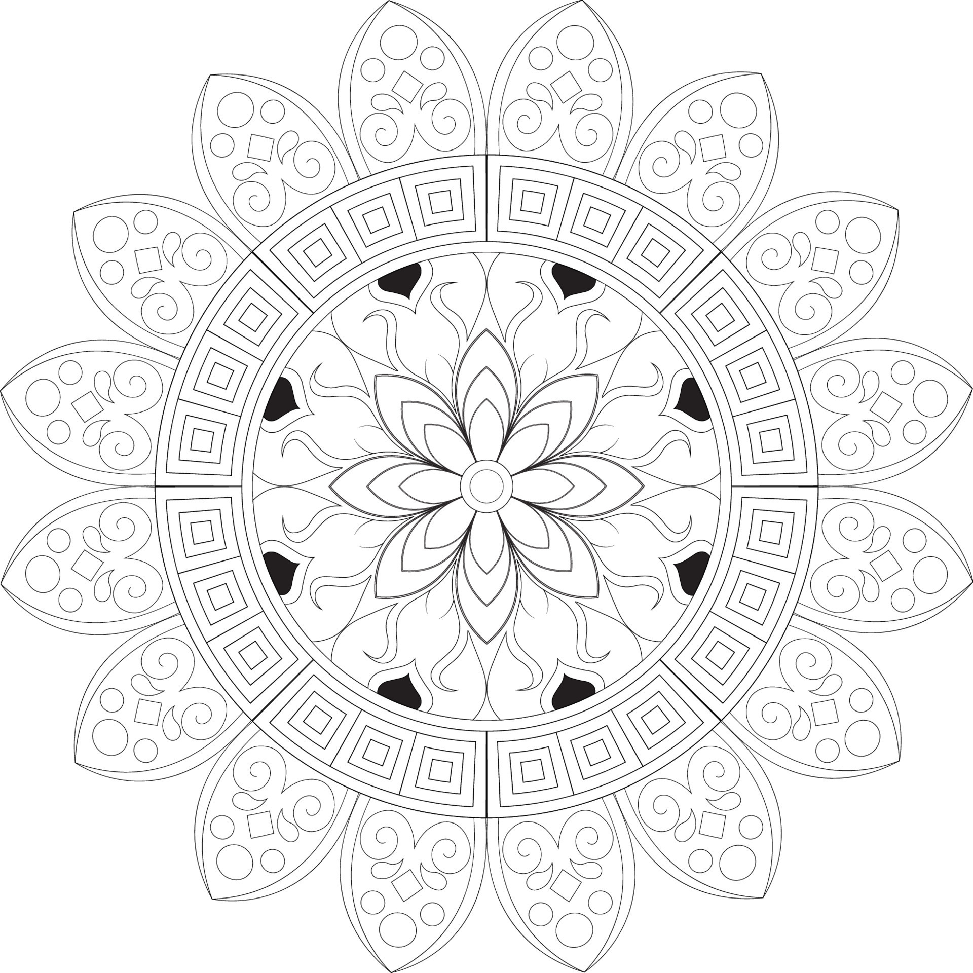 Mandala coloring pages 13123053 Vector Art at Vecteezy