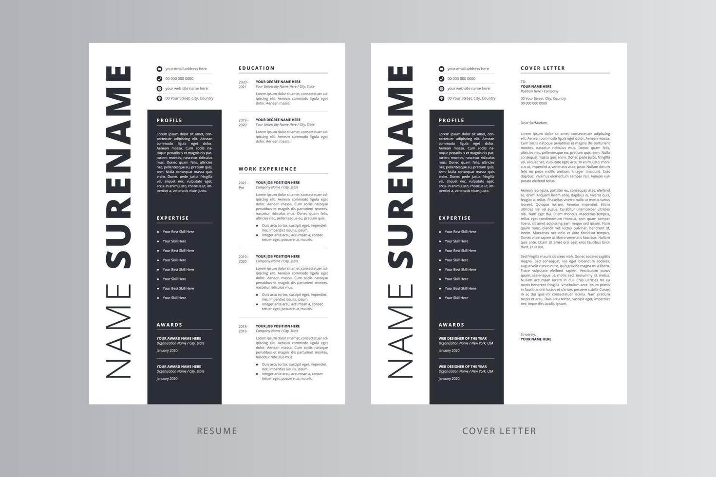 Modern Resume or CV and Cover Letter Template vector