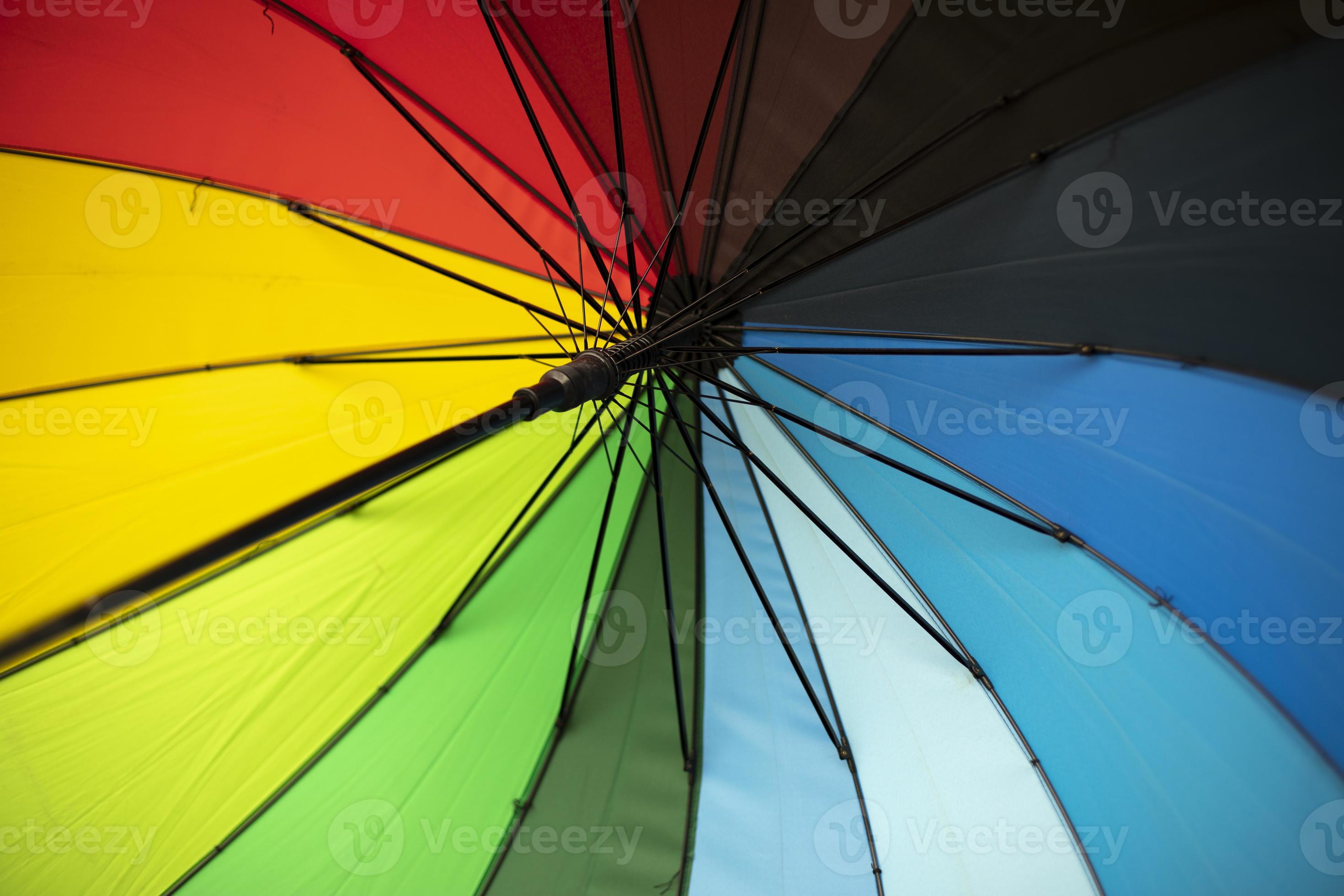 Color of rainbow. Umbrella spokes. Rain protection. 13123195 Stock
