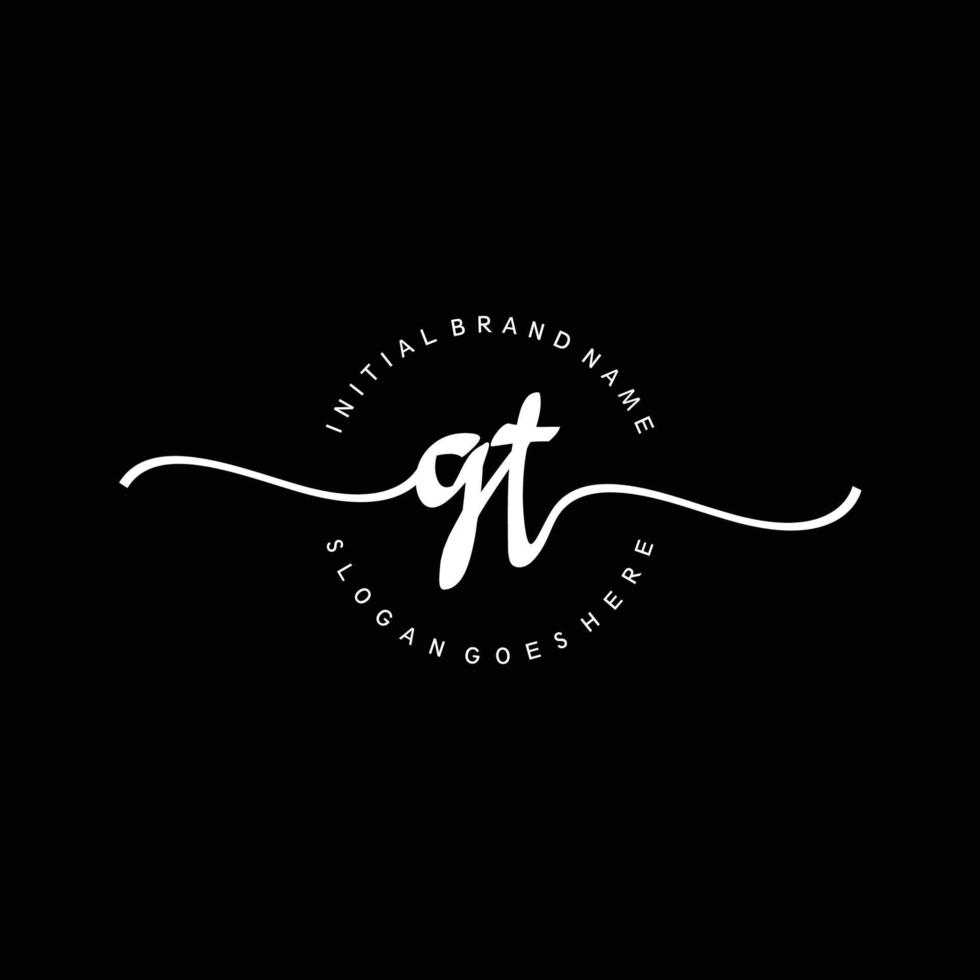 Initial GT handwriting logo template vector