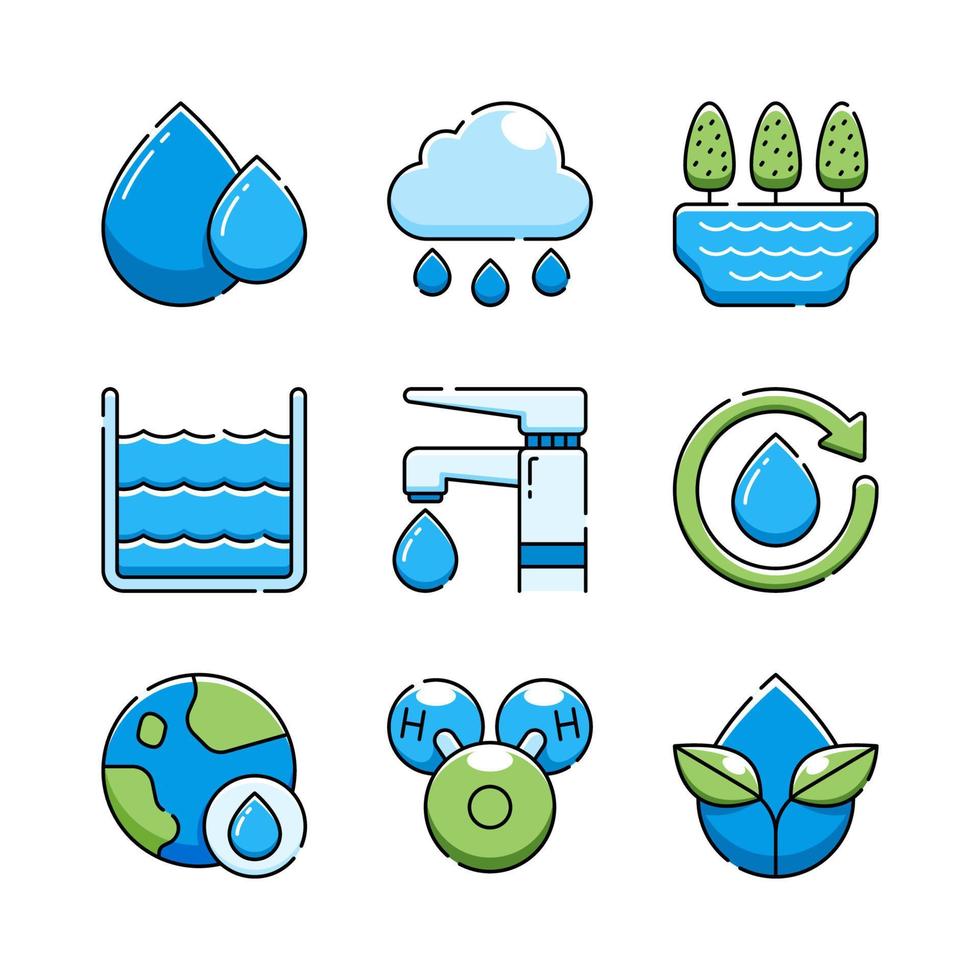 Water Icon Set Collection vector