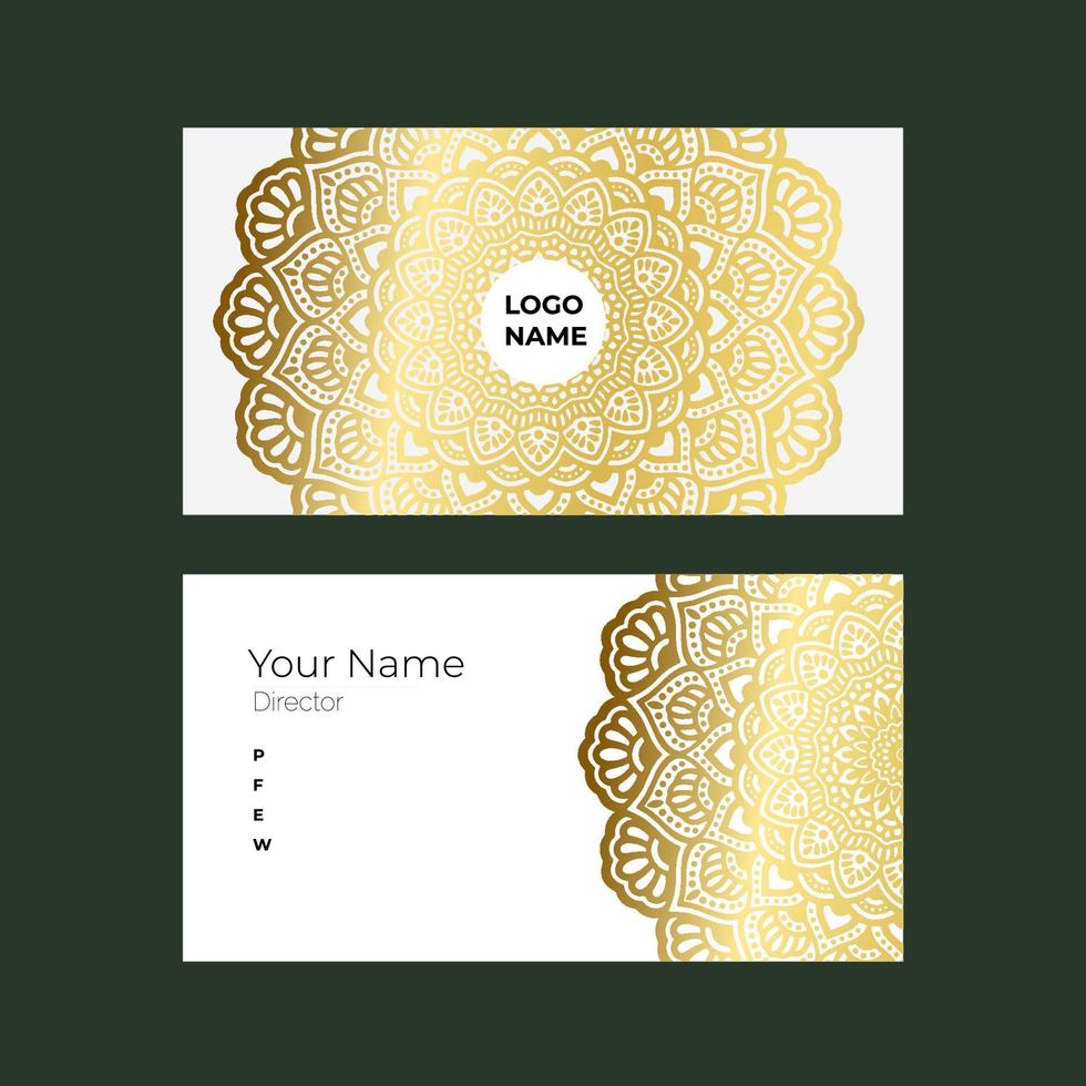 golden mandala with business card vector