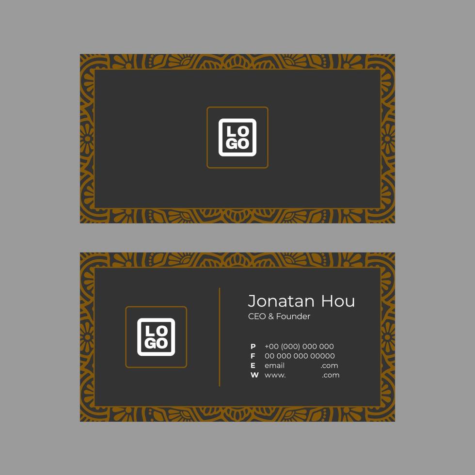 golden mandala with business card vector