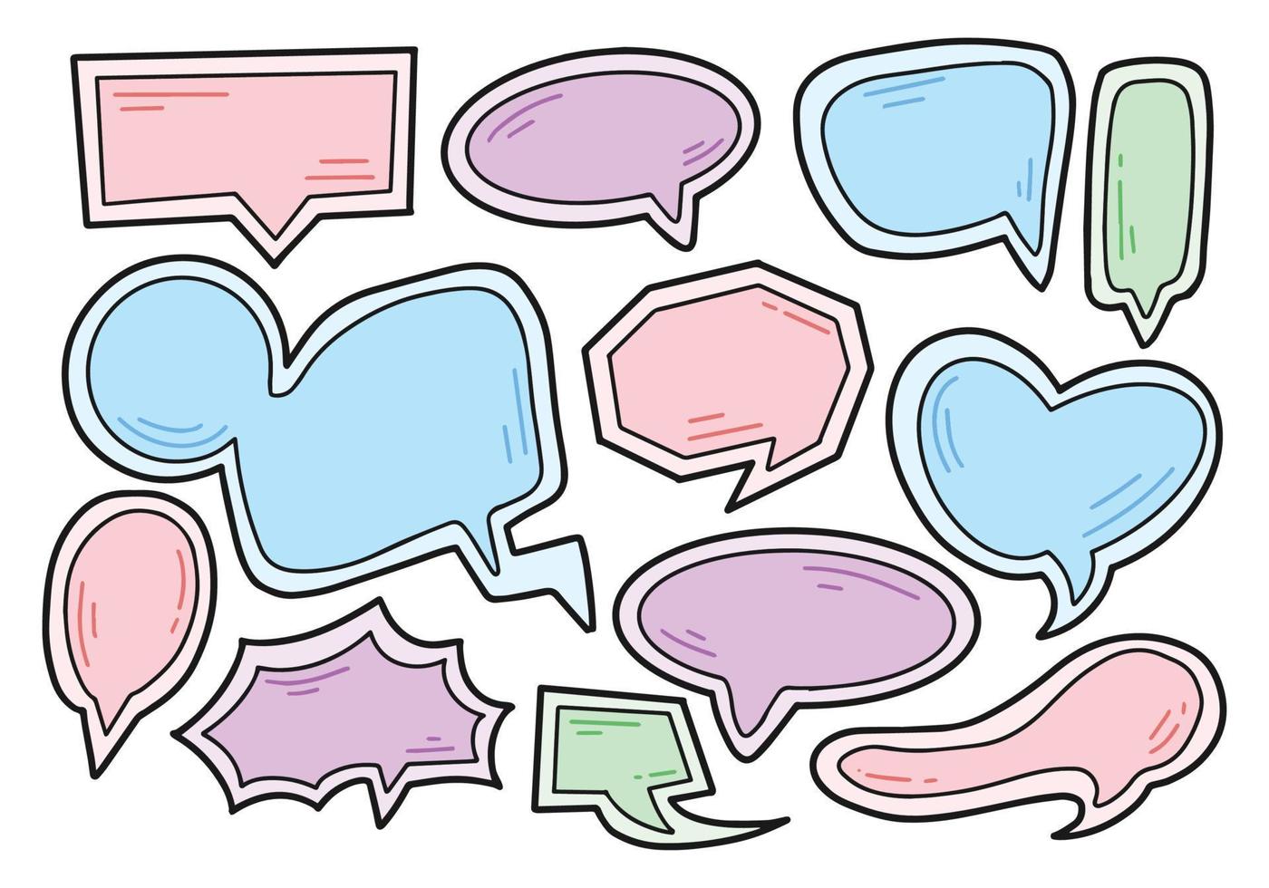 Set of Bubble Speech Doodle Color Illustration Bundle vector